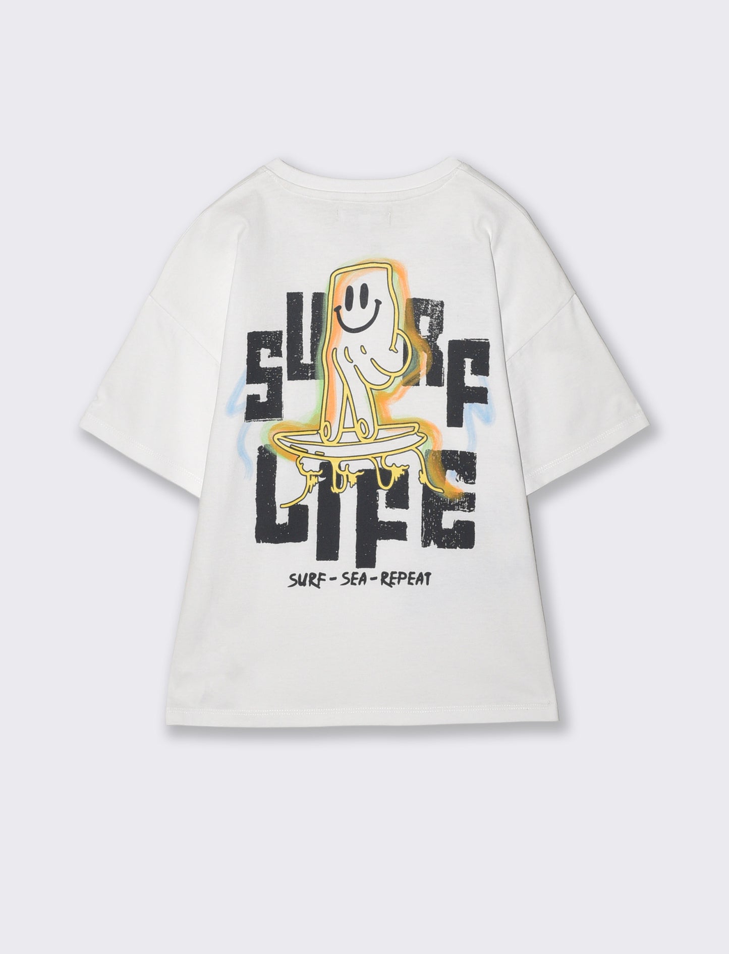 T-shirt surf graffiti over con stampa maxi - Bianco