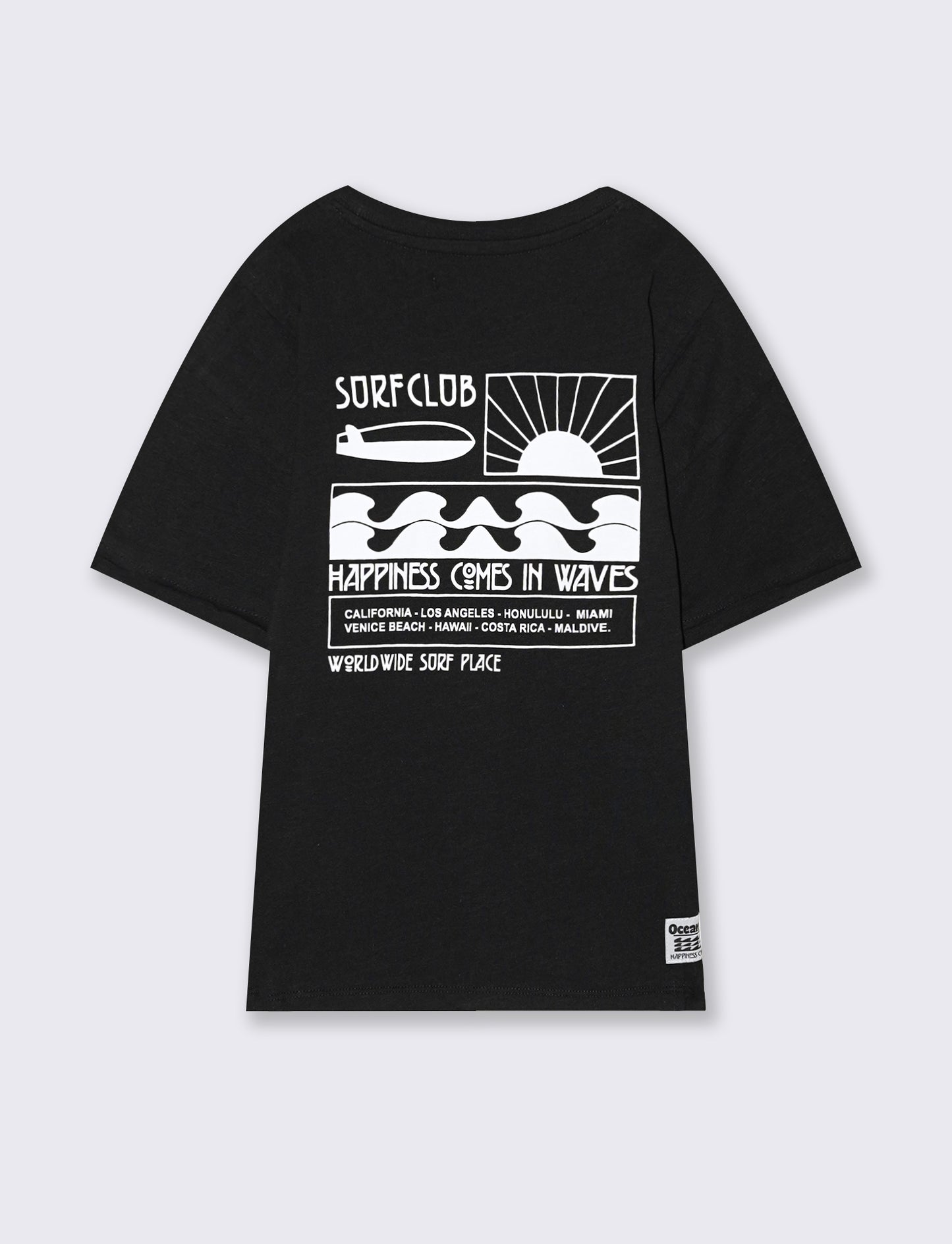 T-shirt surf over con taglio vivo - Nero