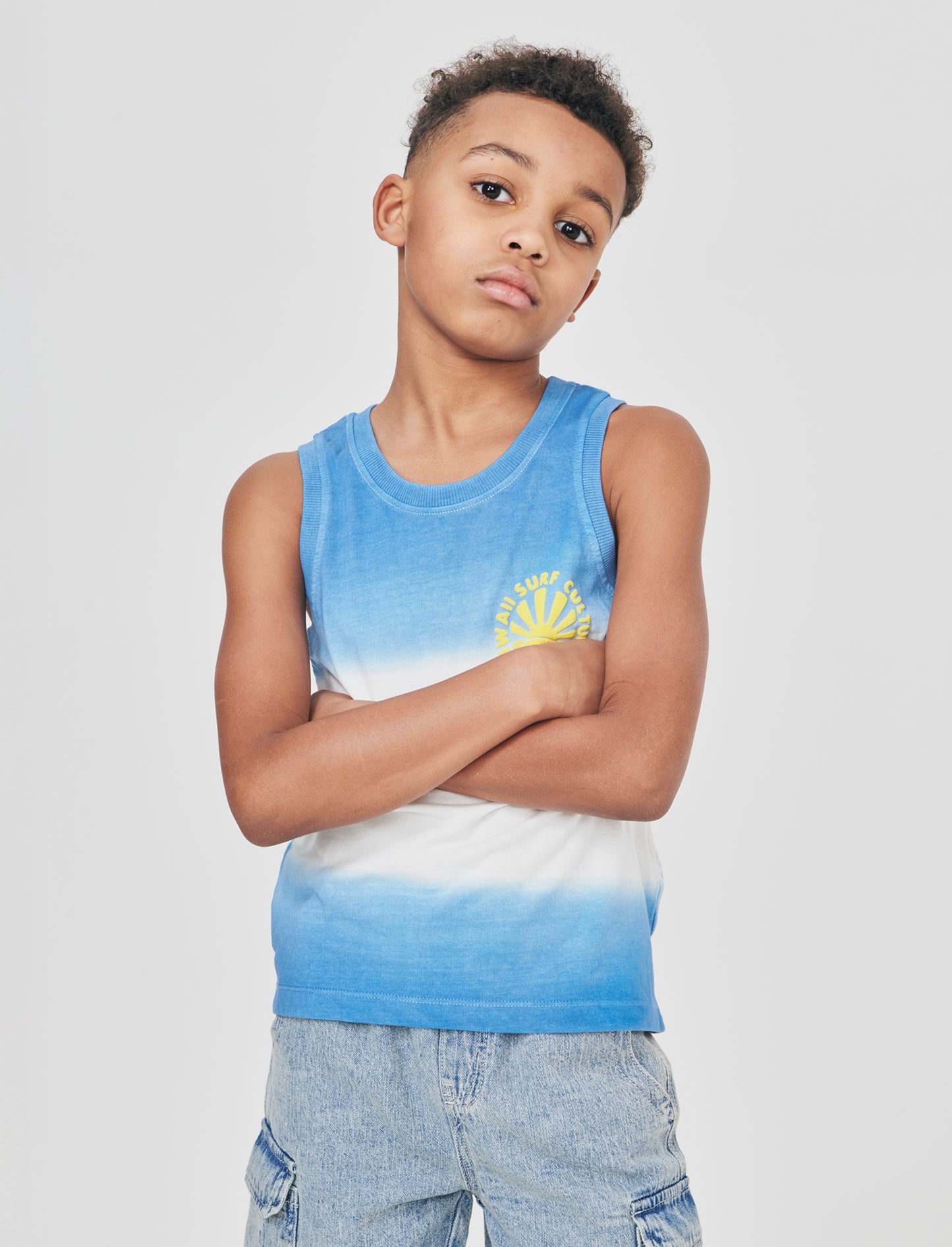 Gradient effect crew neck tank top - Sky blue