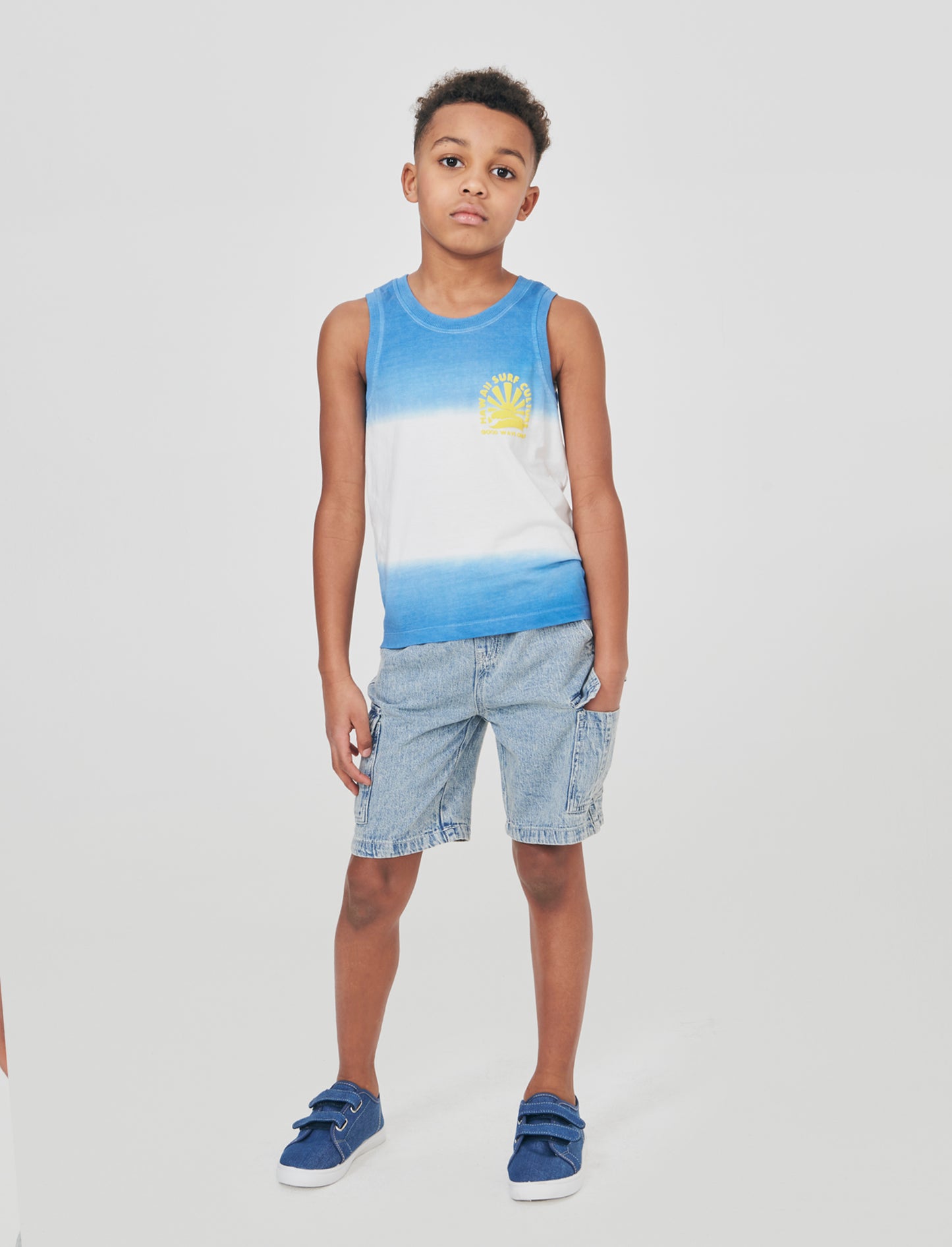 Gradient effect crew neck tank top - Sky blue
