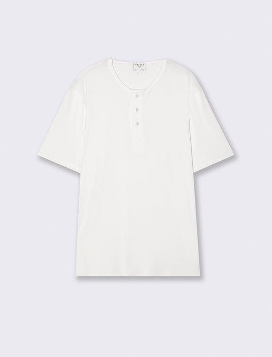 T-shirt Serafino Misto Viscosa Elasticizzata - Bianco