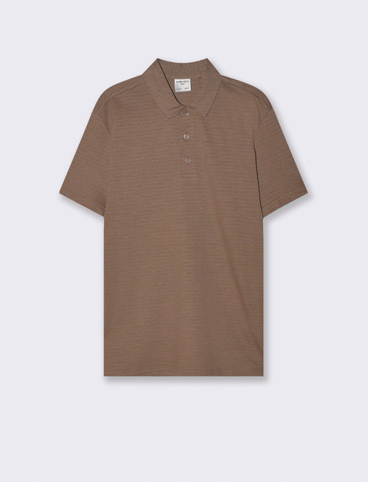Cotton jacquard polo with collar - Grey