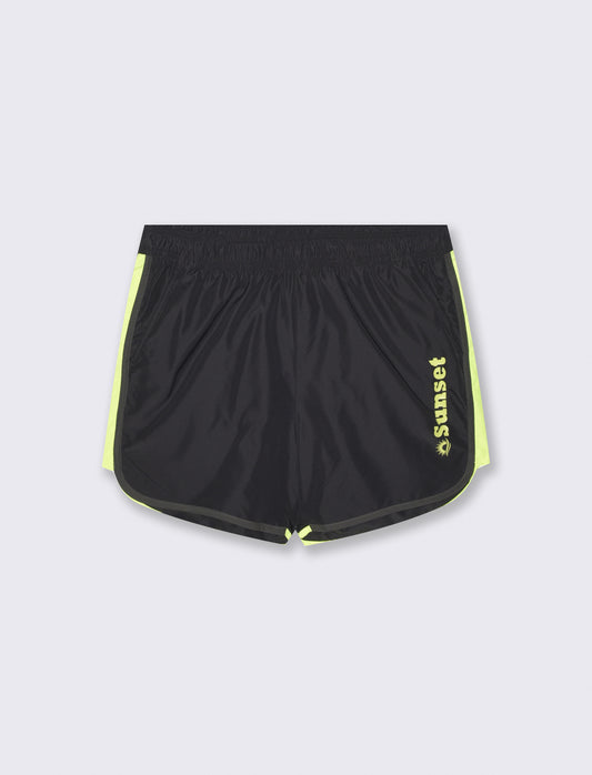 Costume Mare Fluorescente con Stampa - Nero