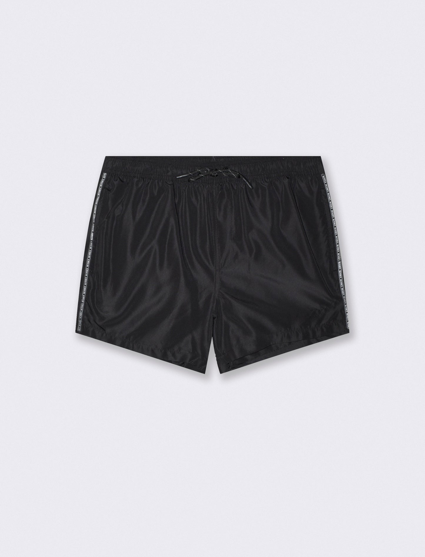 Sporty Swimwear with Pockets and Ribbon - Black