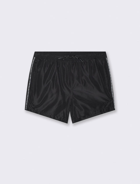 Costume Mare Sportivo con Tasche e Nastrino - Nero