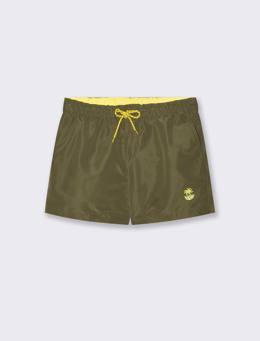 Costume Mare Basic con Fodera Rete Interna - Verde militare