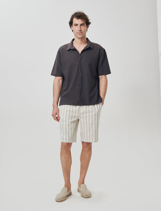 Bermuda jogger striped knit effect - Beige