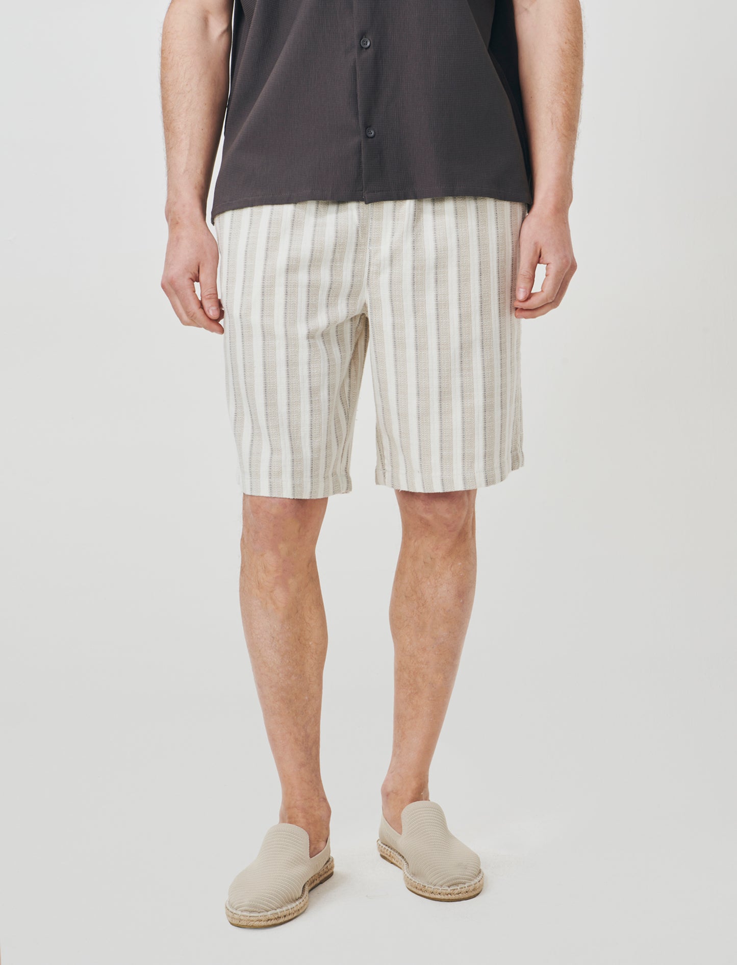 Bermuda jogger striped knit effect - Beige