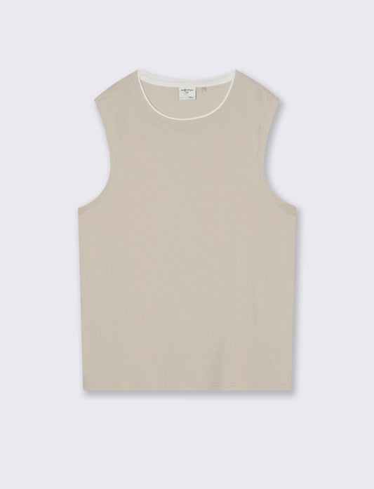T-shirt senza maniche finto doppio capo - Grigio ghiaccio