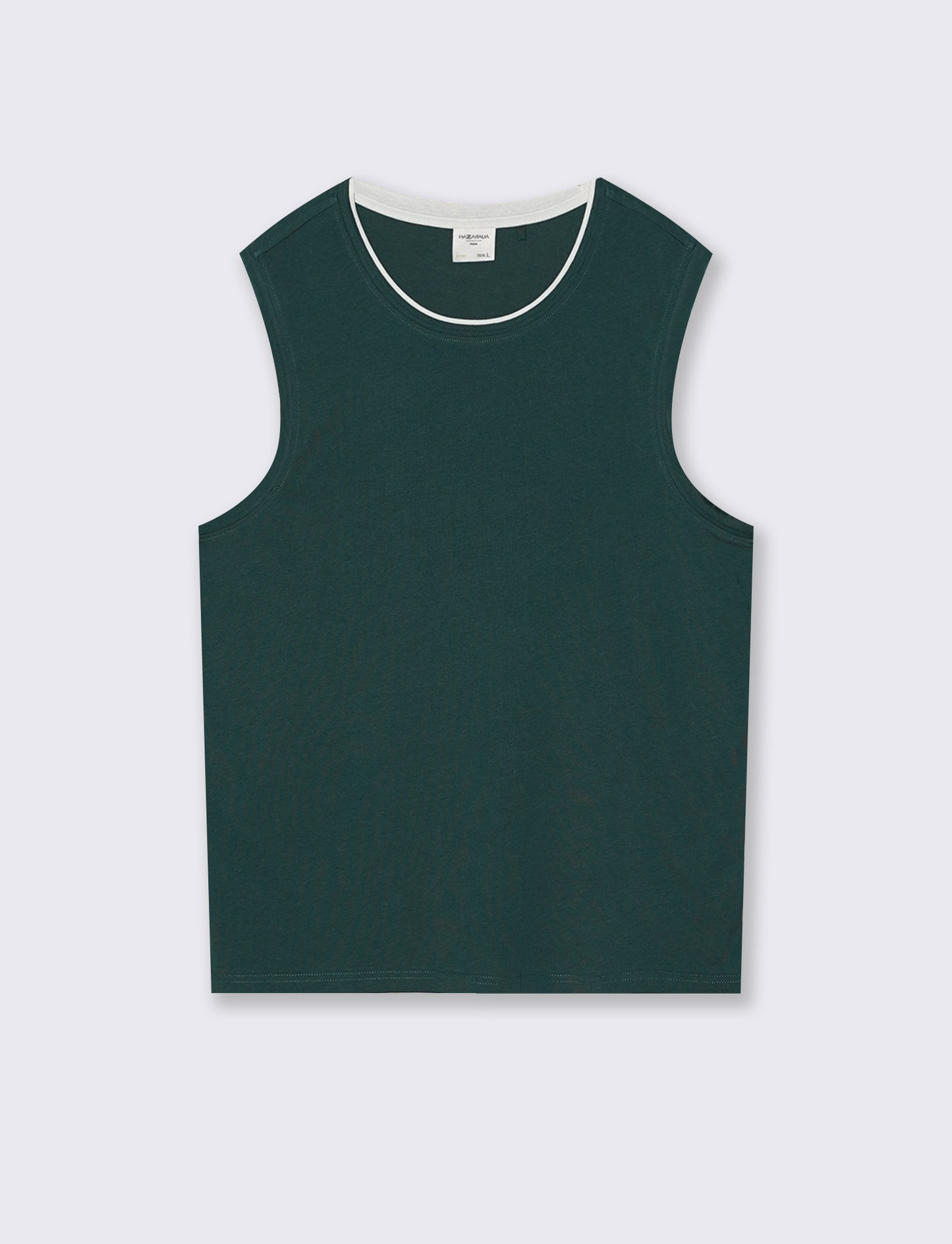 T-shirt senza maniche finto doppio capo - Verde petrolio