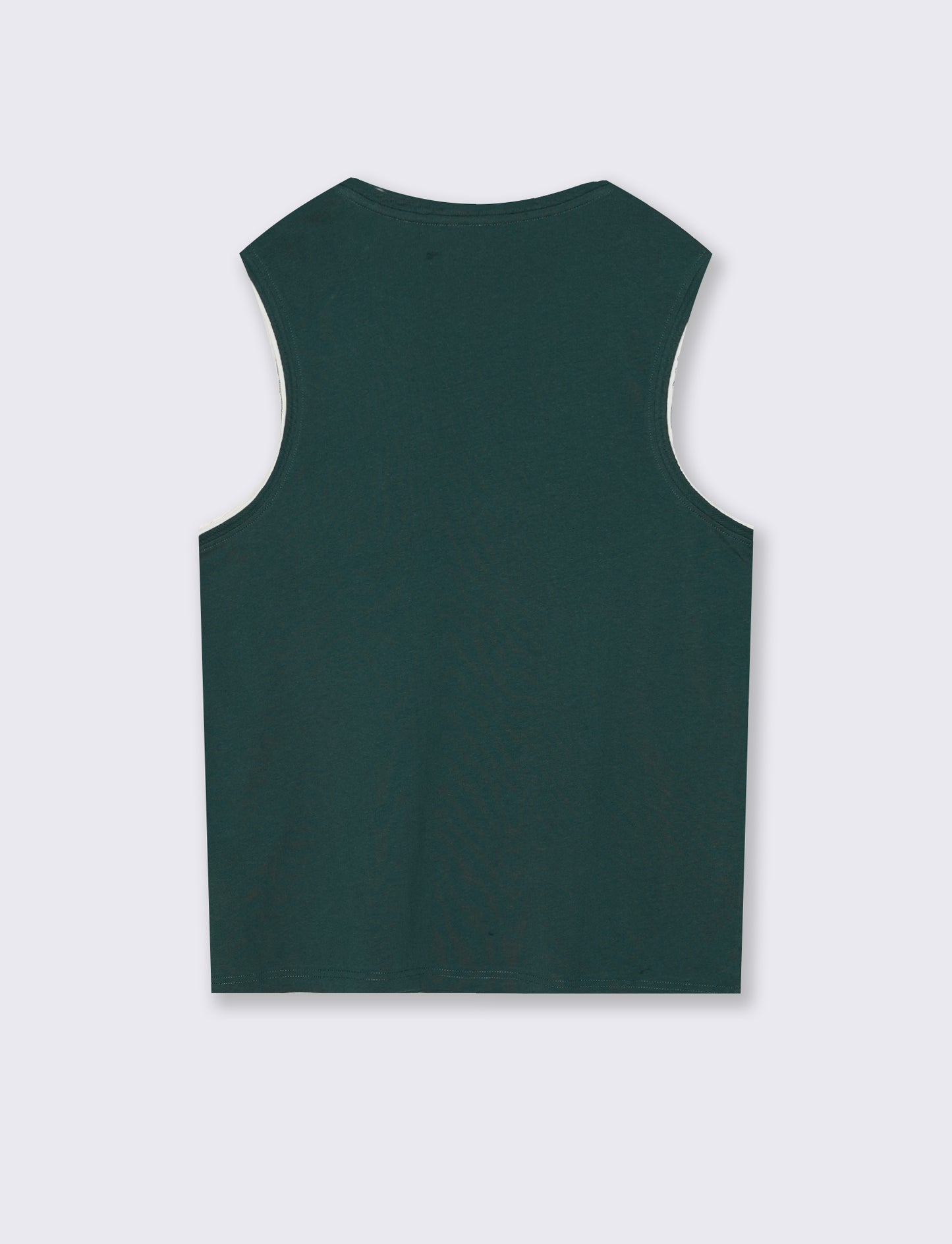 T-shirt senza maniche finto doppio capo - Verde petrolio
