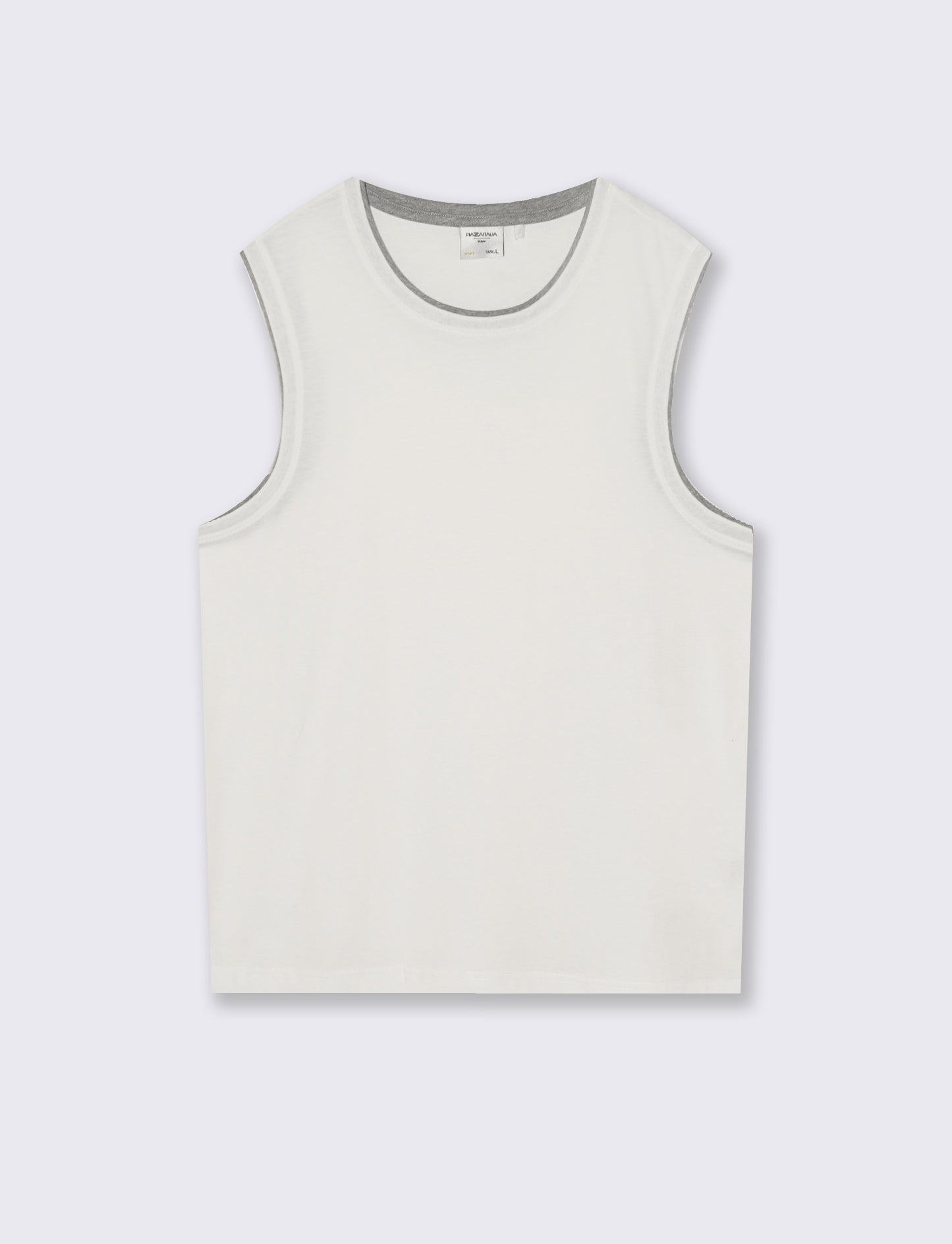 T-shirt senza maniche finto doppio capo - Bianco