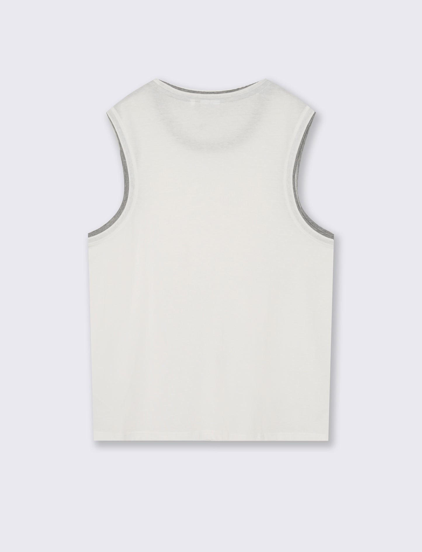 T-shirt senza maniche finto doppio capo - Bianco