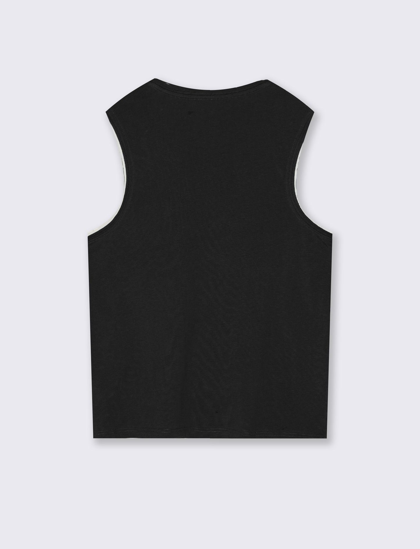 T-shirt senza maniche finto doppio capo - Nero