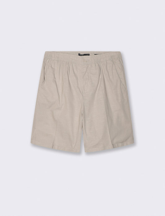 Bermuda Cotton Jogger with Adjustable Waistband - Beige