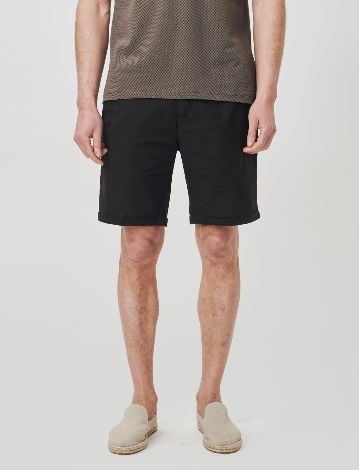 Bermuda Jogger in Cotone con Vita Regolabile - Moro