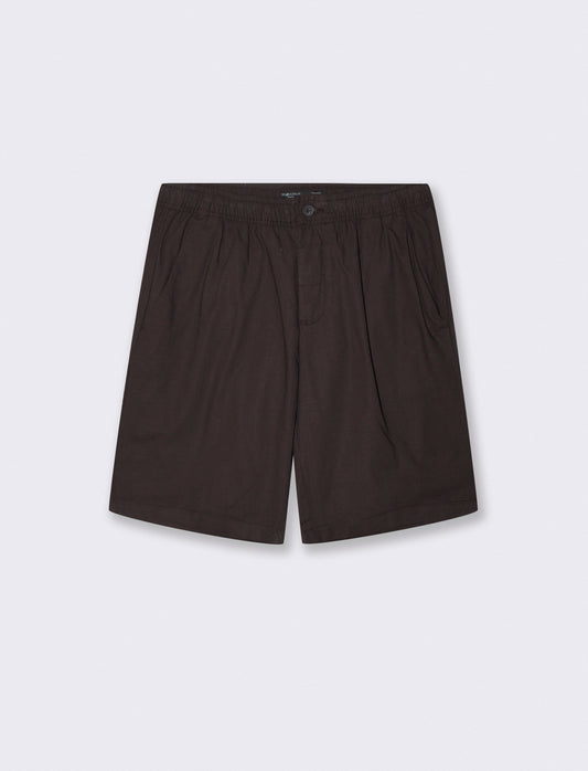 Bermuda Cotton Jogger with Adjustable Waistband - Brown