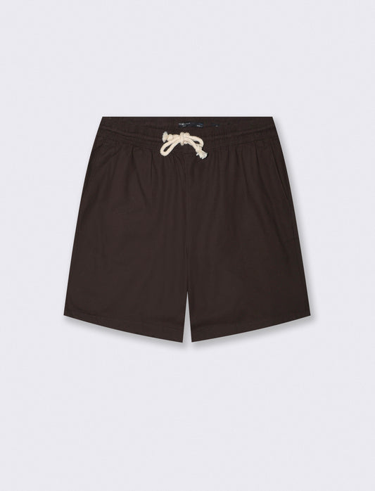 Bermuda Jogger in Structured Cotton - Brown