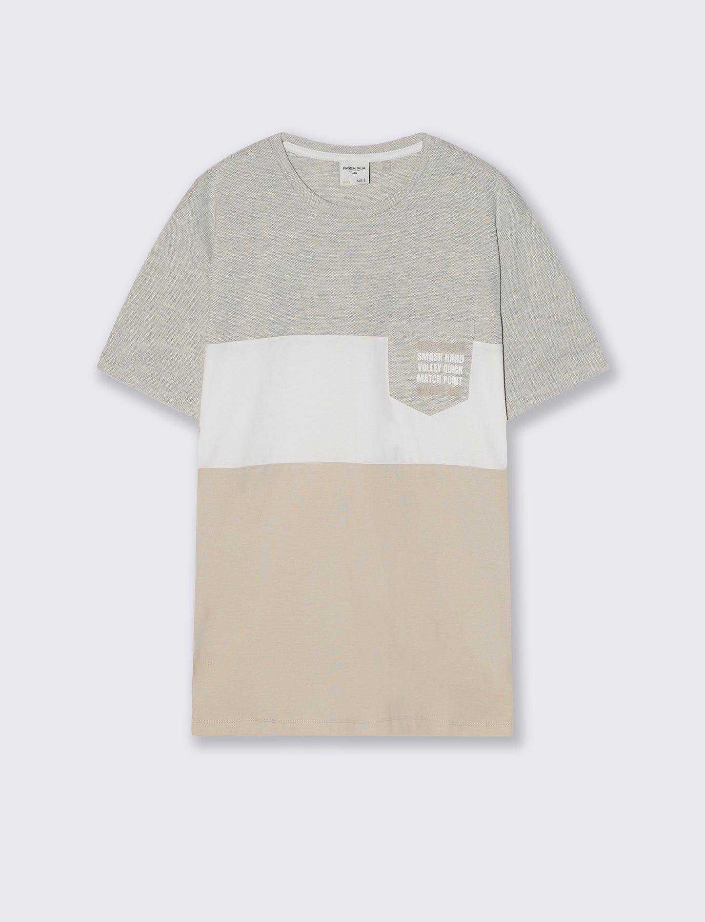 Striped T-shirt with chest pocket - Grey
