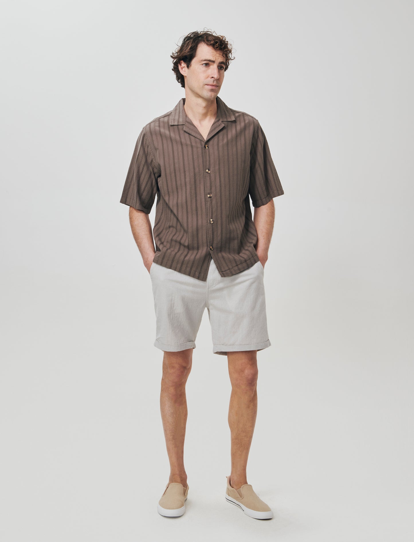 Bermuda Jogger in Tessuto Goffrato - Grigio stone