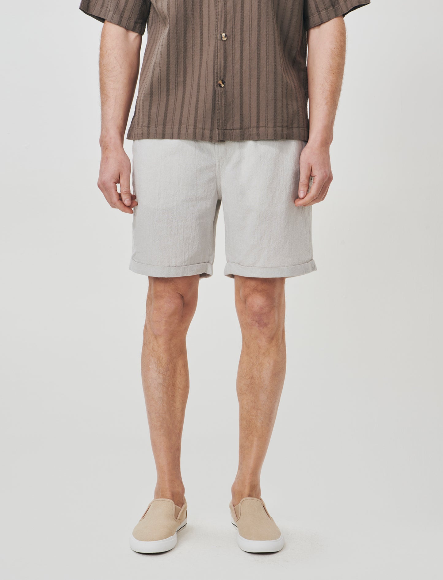Bermuda Jogger in Tessuto Goffrato - Grigio stone