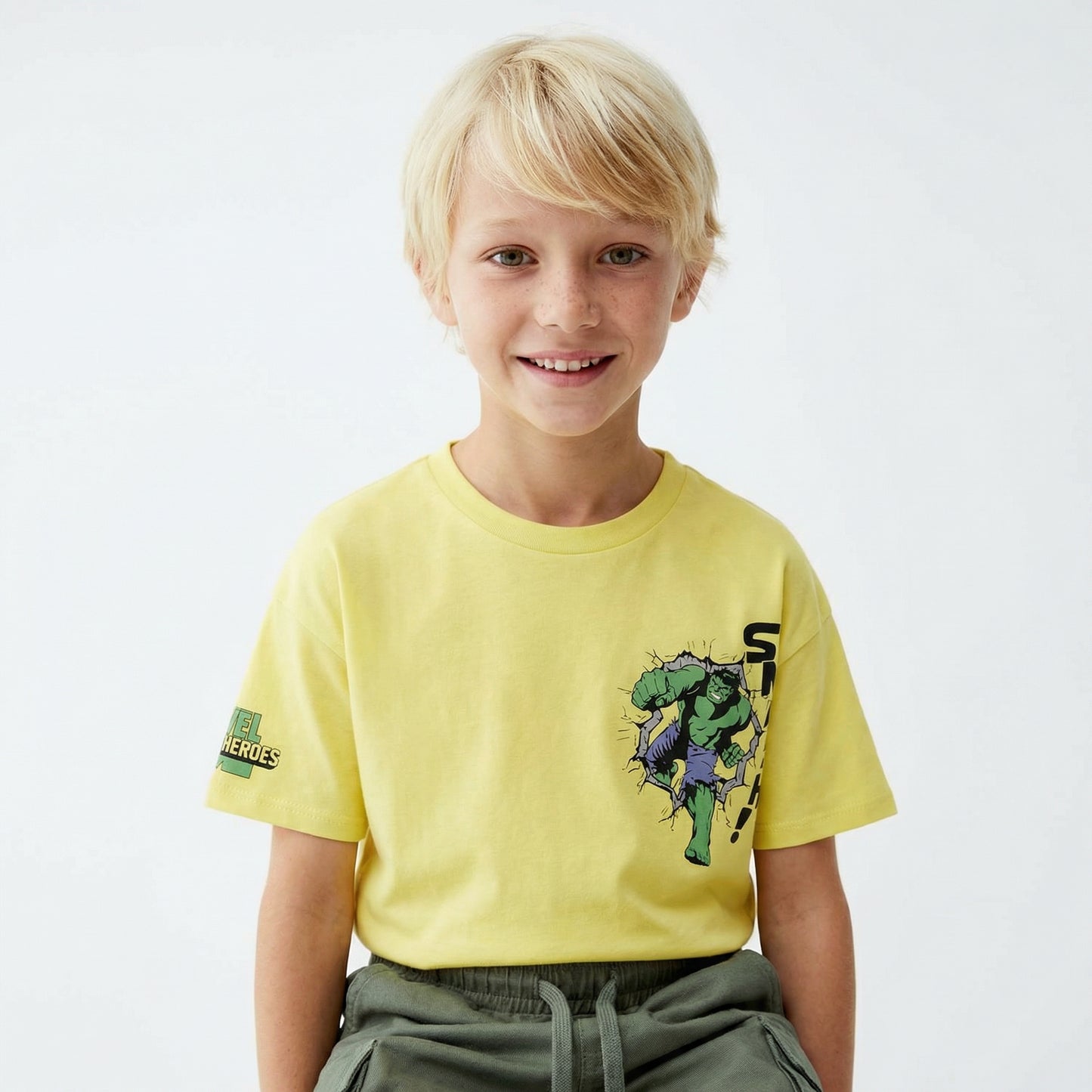 Cotton T-shirt with Marvel characters - Yellow
