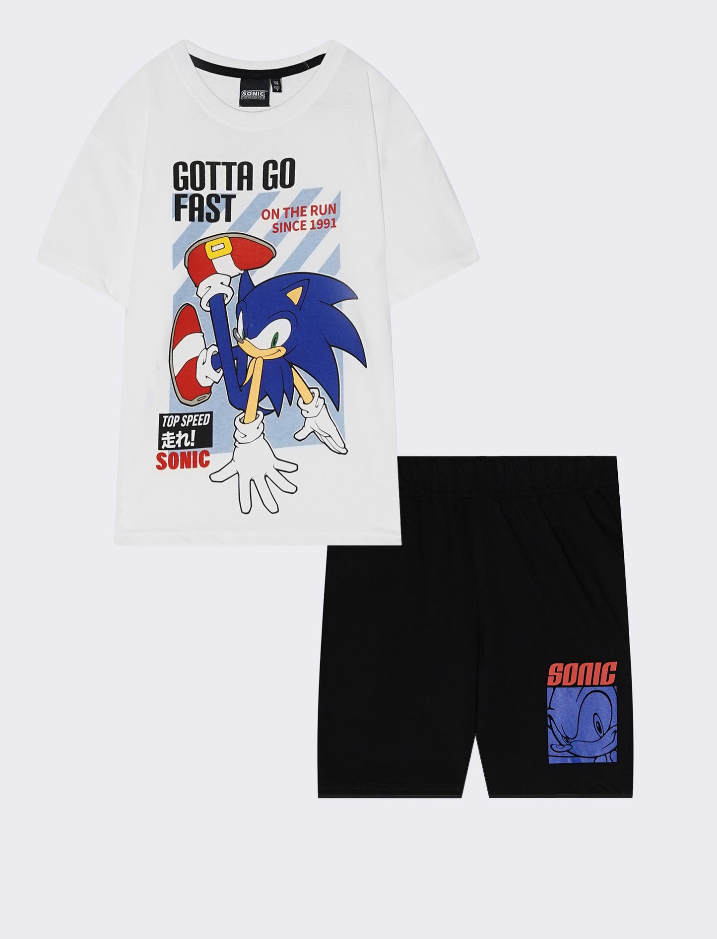 Completo Sonic per bambini: t-shirt e shorts - Bianco