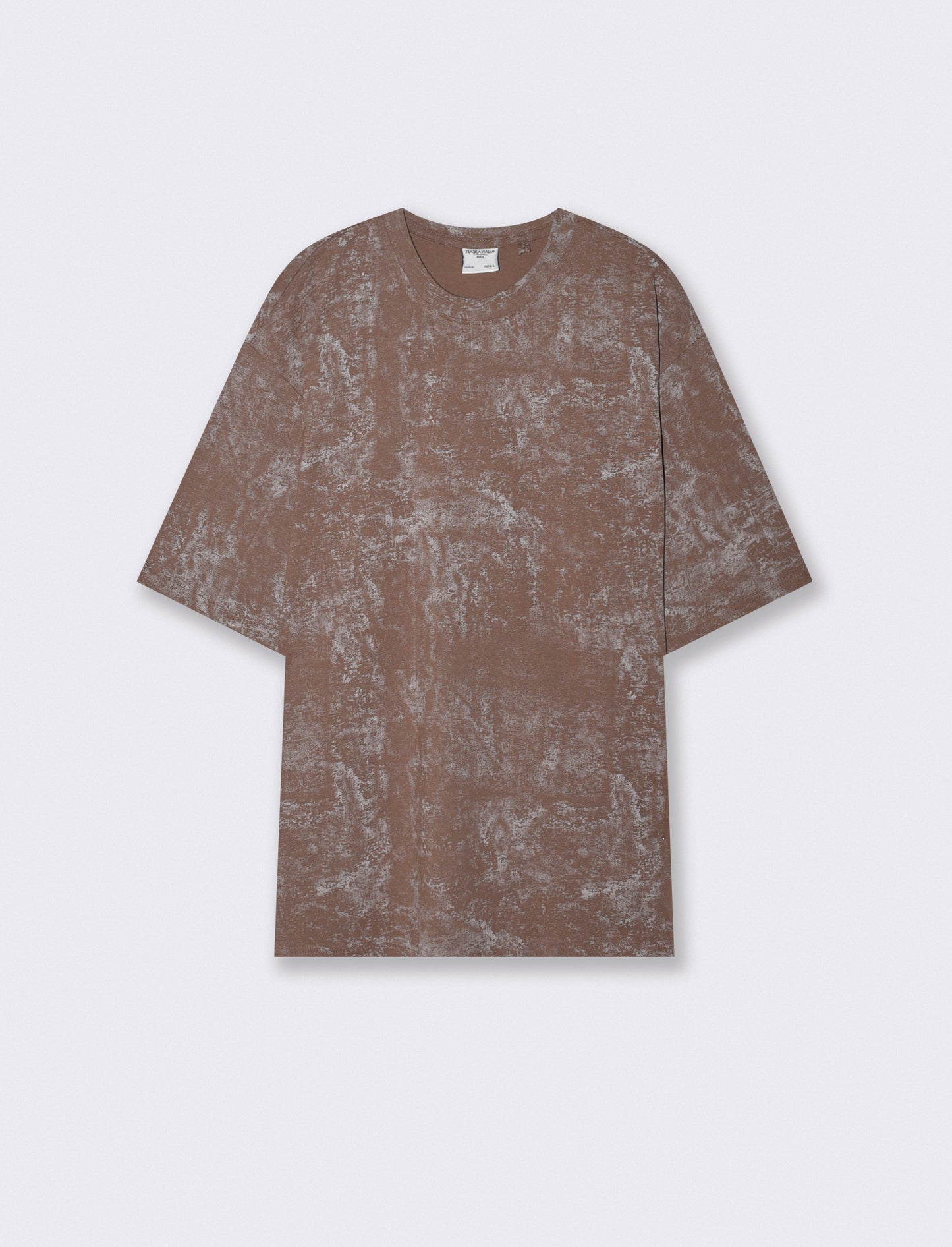 T-shirt cotone con stampa astratta all over - Grigio fango