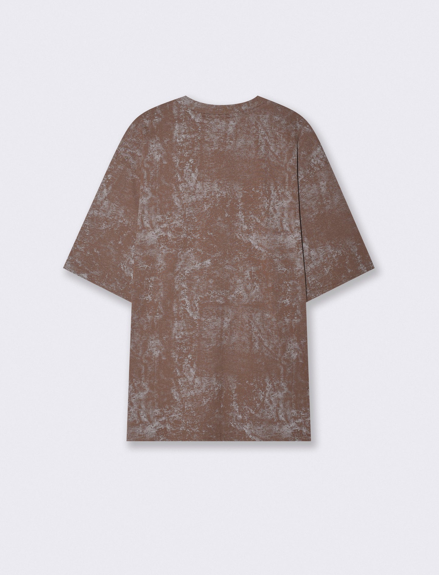 T-shirt cotone con stampa astratta all over - Grigio fango