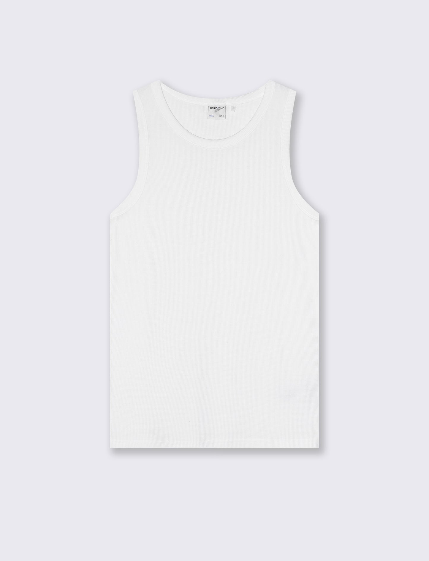 Canotta Slim Fit in Tessuto Waffle - Bianco