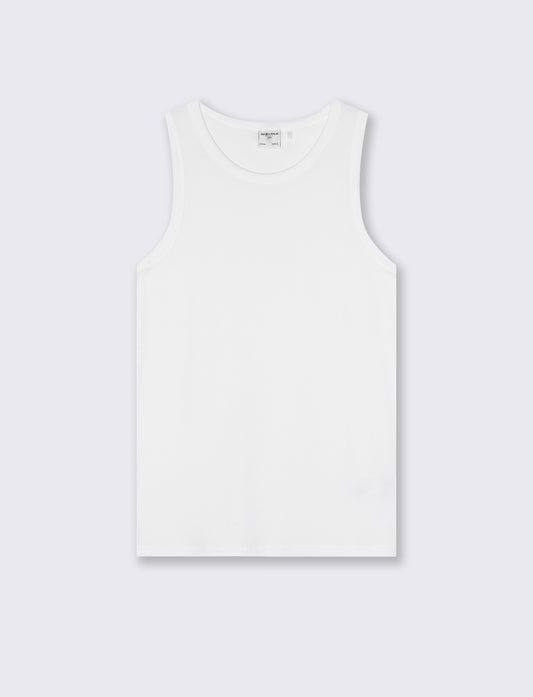 Canotta Slim Fit in Tessuto Waffle - Bianco