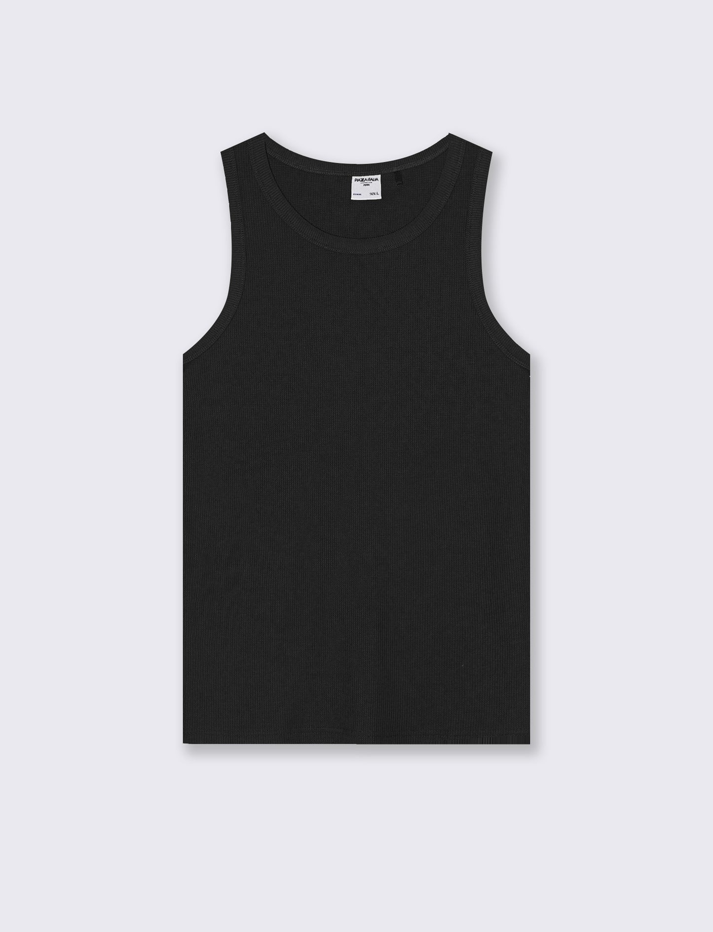 Slim Fit Waffle Fabric Tank Top - Black