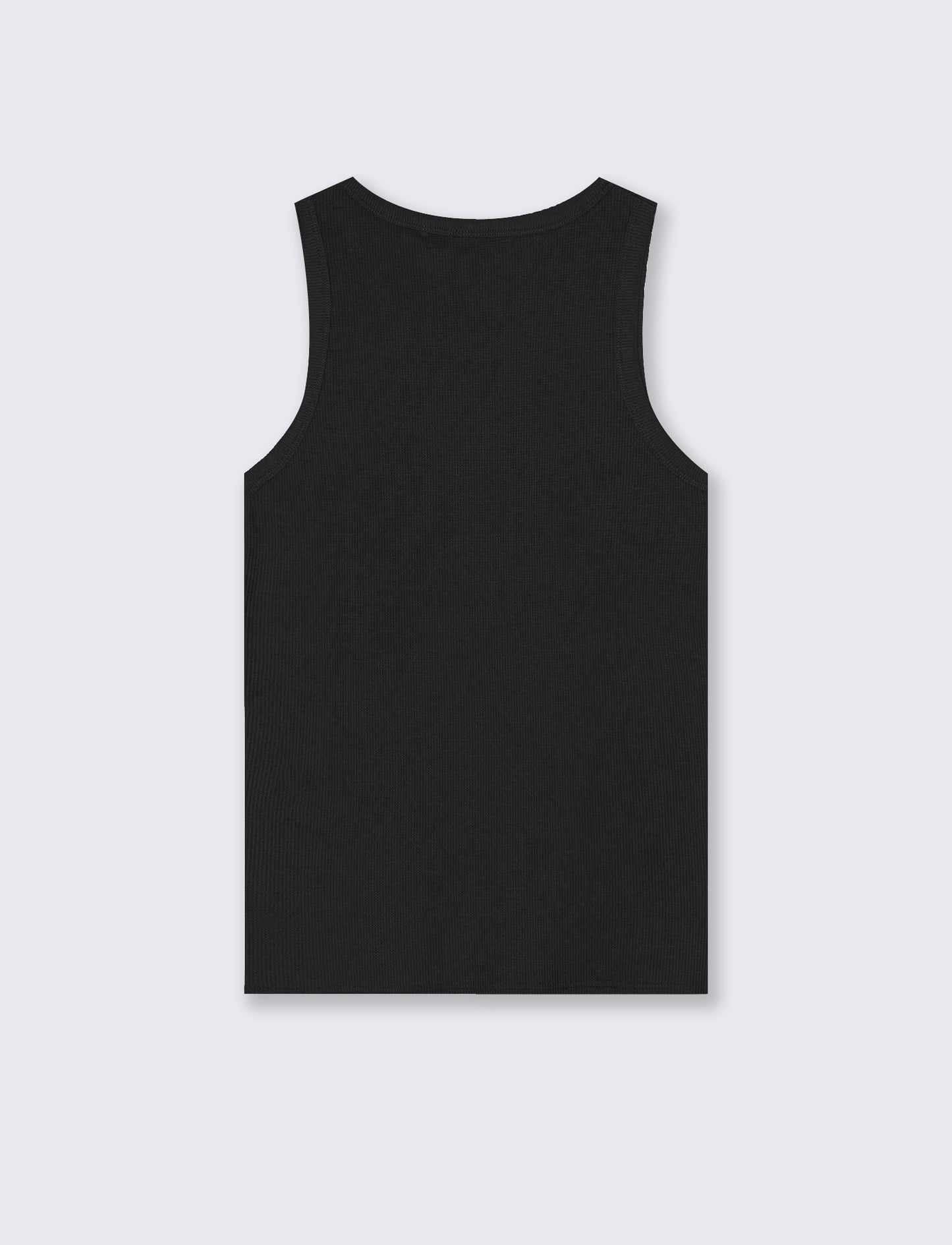 Slim Fit Waffle Fabric Tank Top - Black
