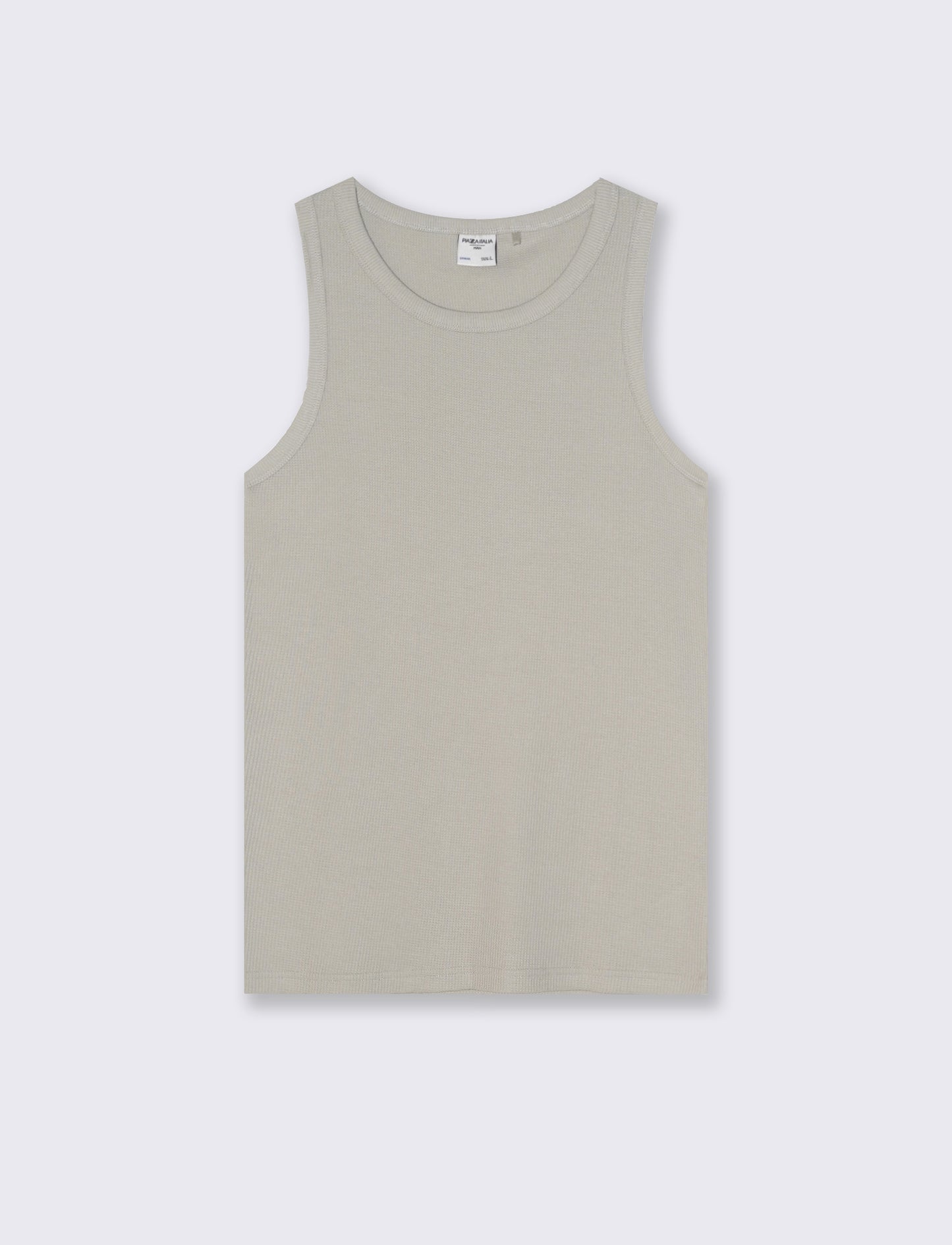Canotta Slim Fit in Tessuto Waffle - Grigio stone