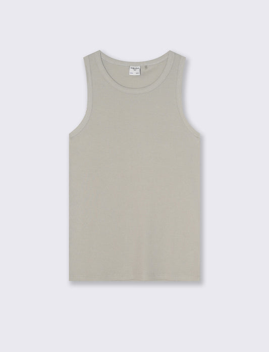 Canotta Slim Fit in Tessuto Waffle - Grigio stone