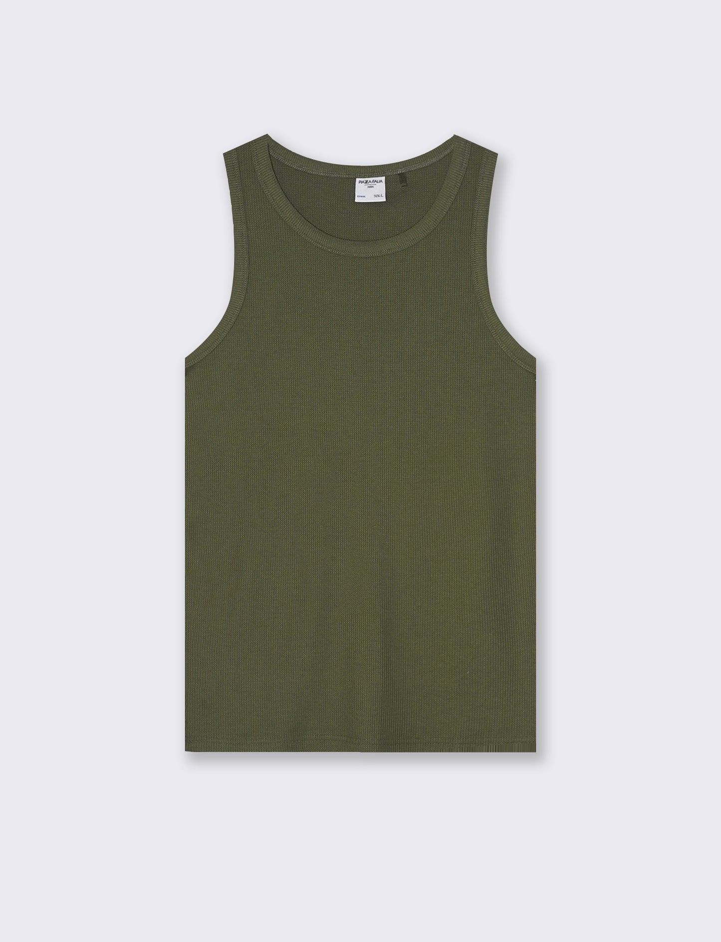 Canotta Slim Fit in Tessuto Waffle - Verde oliva