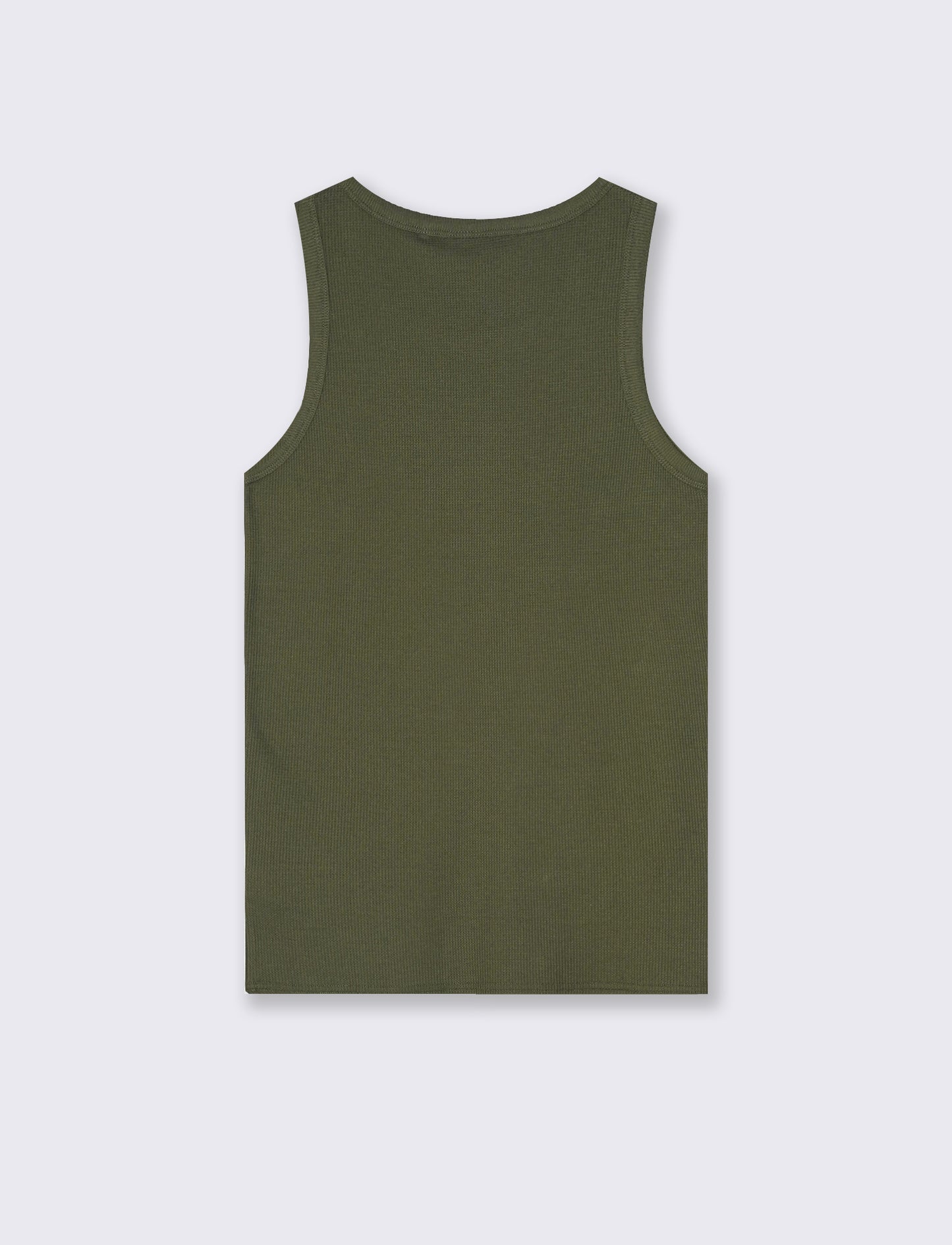 Canotta Slim Fit in Tessuto Waffle - Verde oliva