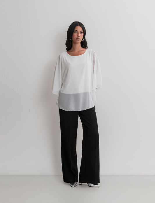 PANTALONE STRAIGHT VITA ALTA - Nero