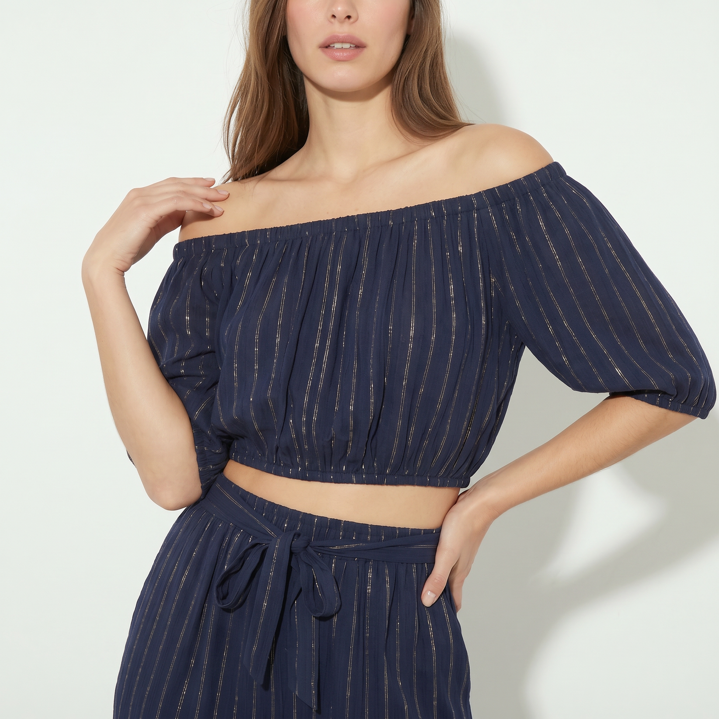 Vestito Chemisier Stampato con Fusciacca - Blu