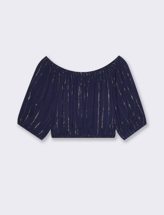 Vestito Chemisier Stampato con Fusciacca - Blu