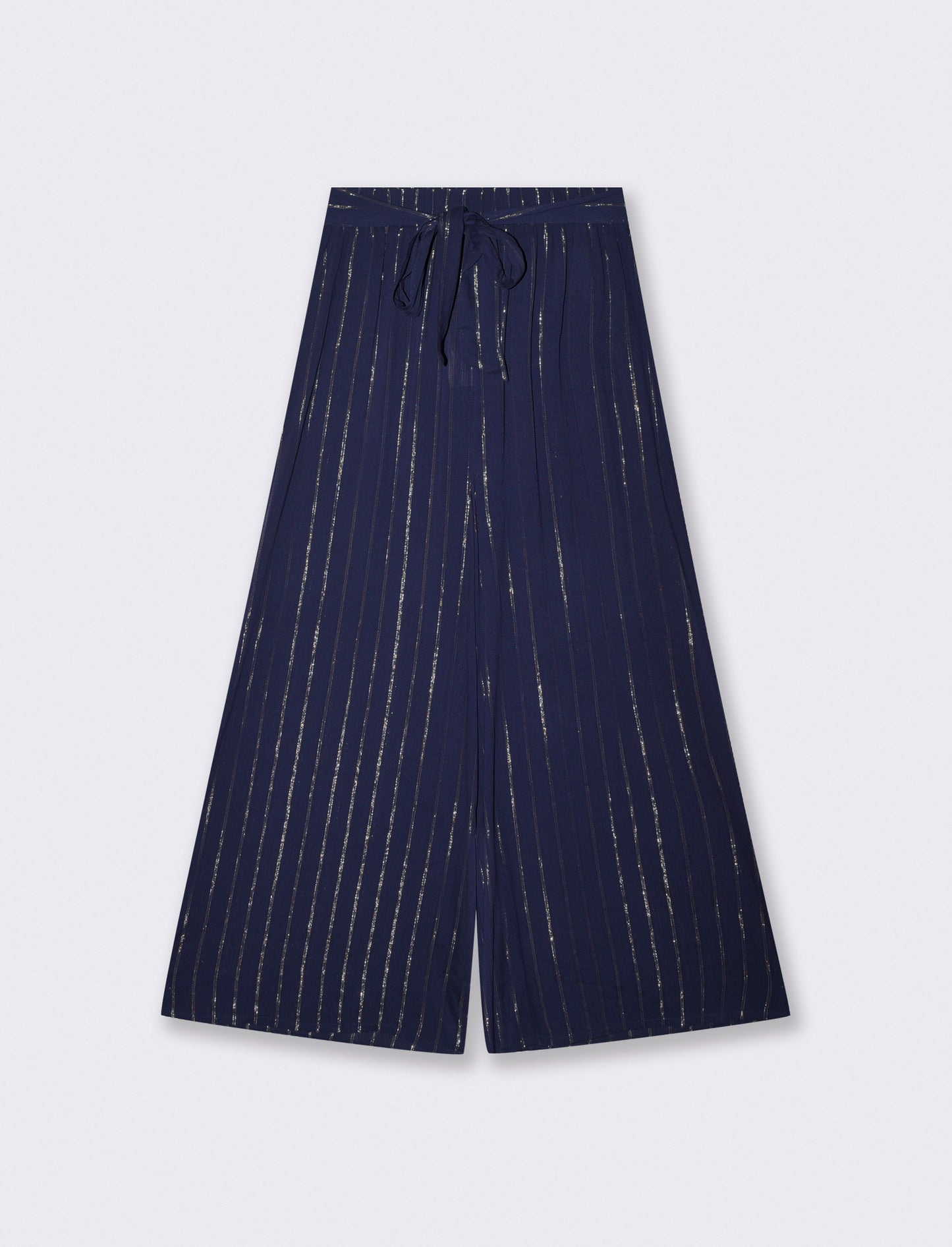 Palazzo Trousers with Lurex and Belt - Blue
