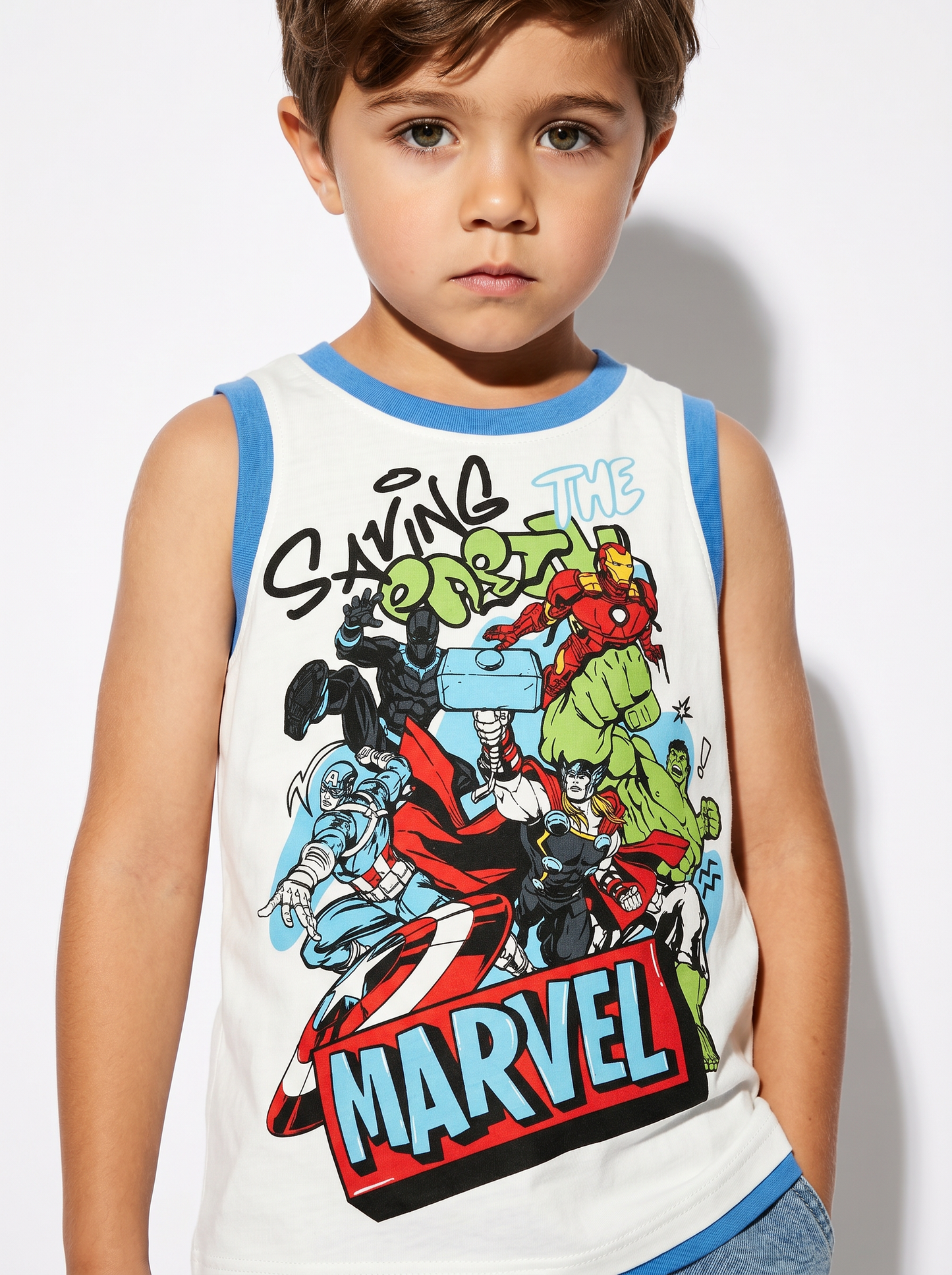 Canotta Marvel per bambini versatile e divertente - Azzurro