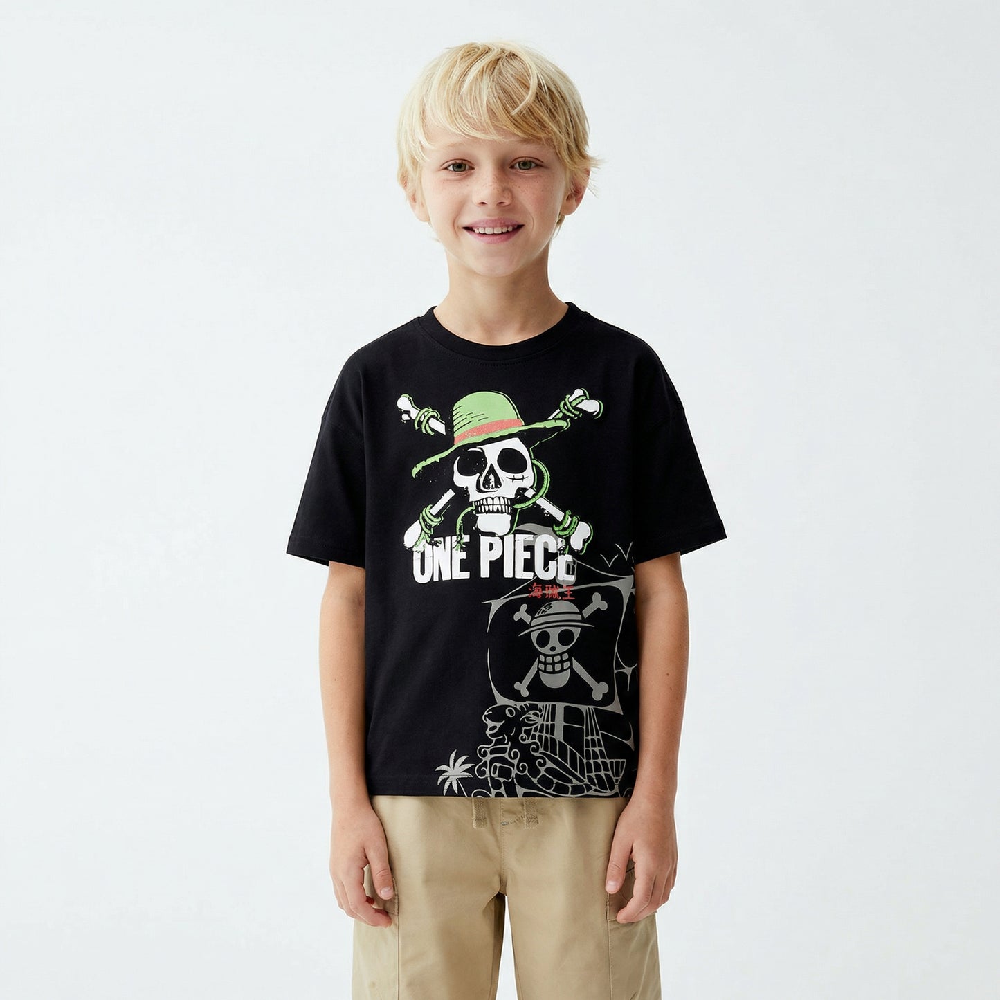 T-shirt One Piece per giovani fan - Nero