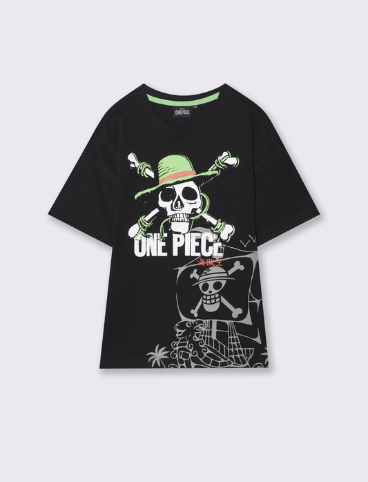 T-shirt One Piece per giovani fan - Nero