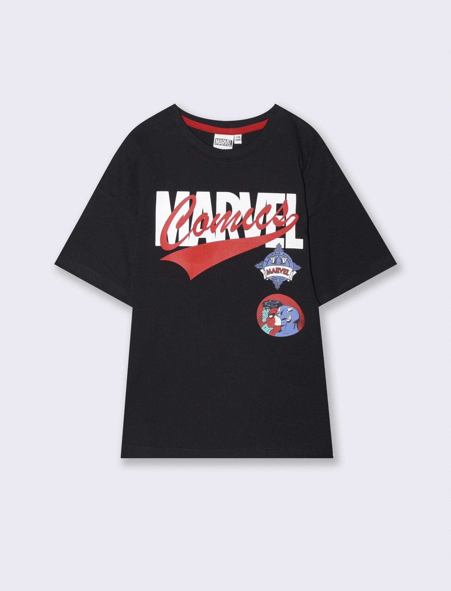 T-Shirt in cotone con stampe Marvel - Nero