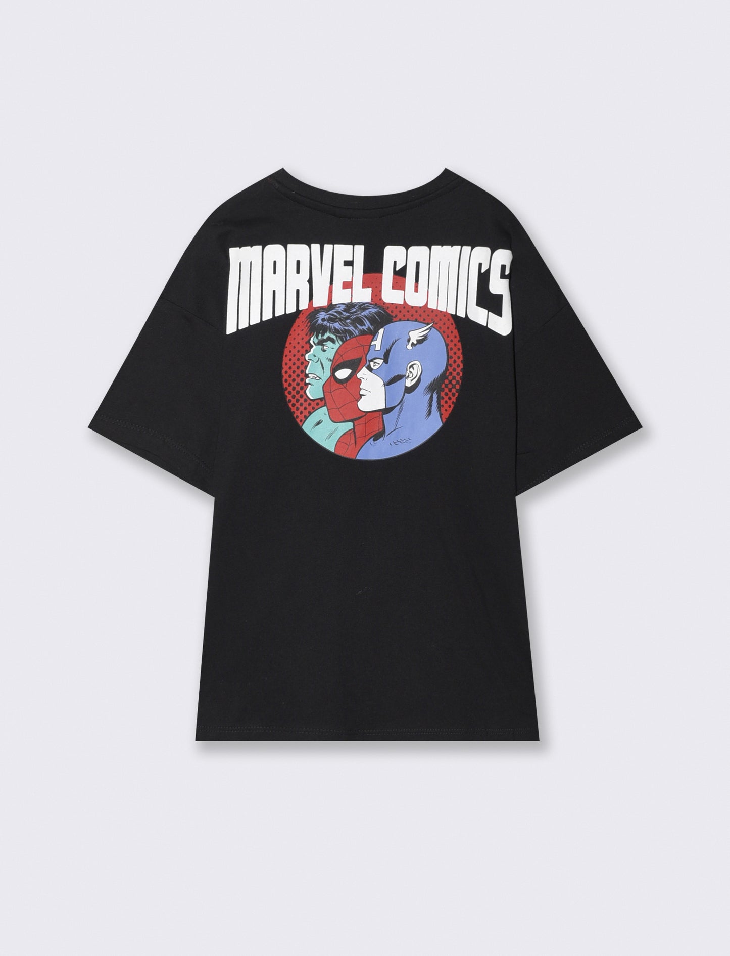 T-Shirt in cotone con stampe Marvel - Nero