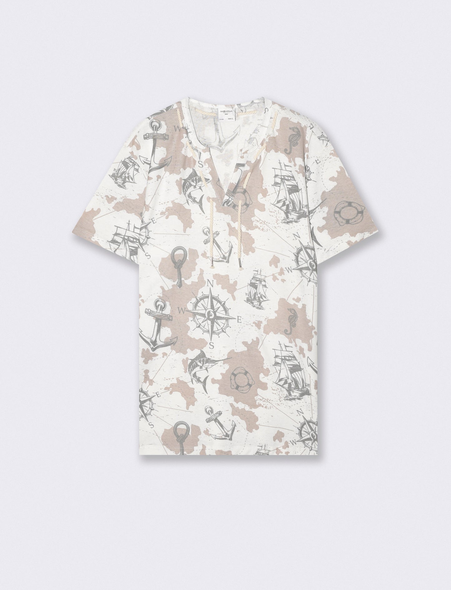 Derby collar T-shirt with all-over print - White