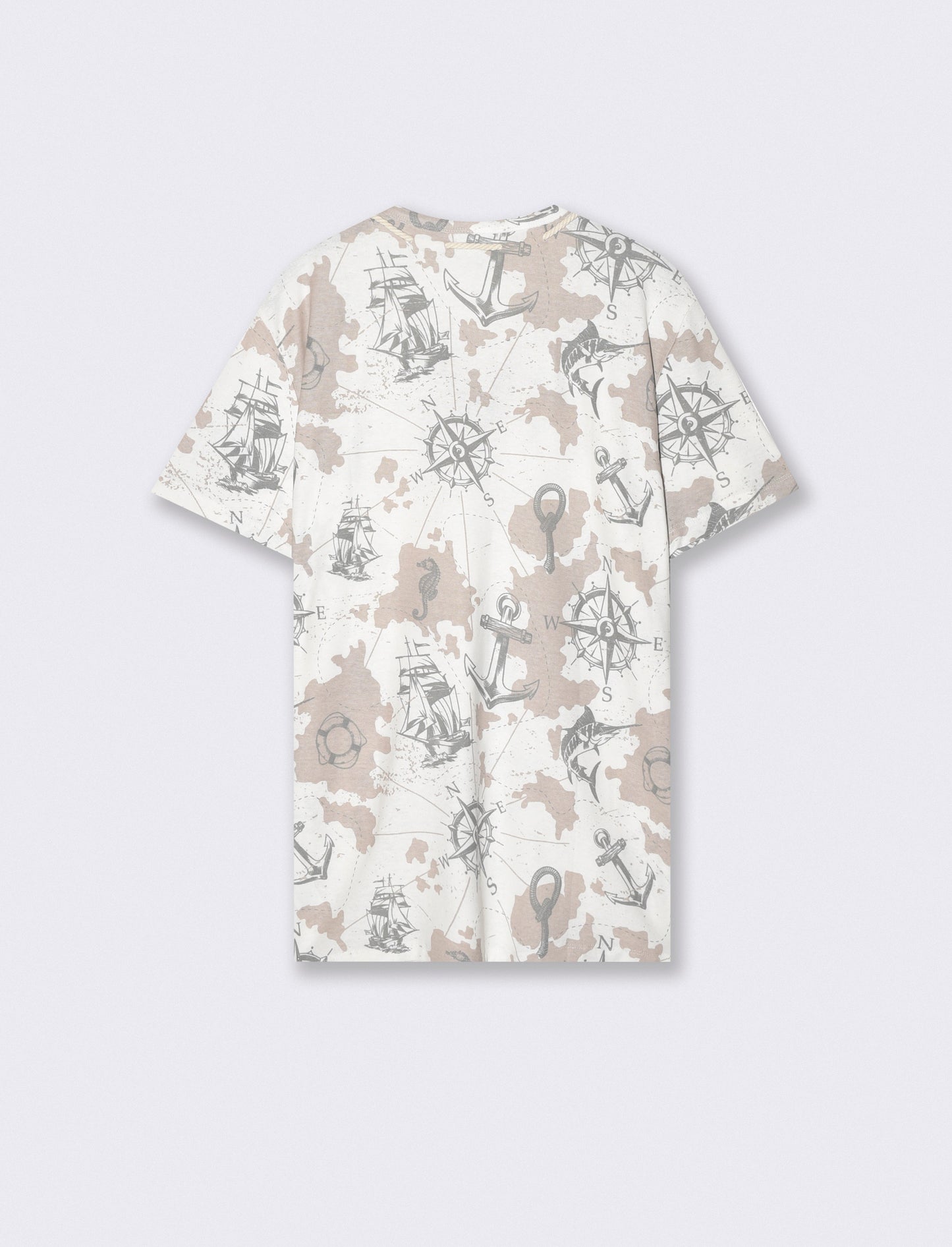Derby collar T-shirt with all-over print - White