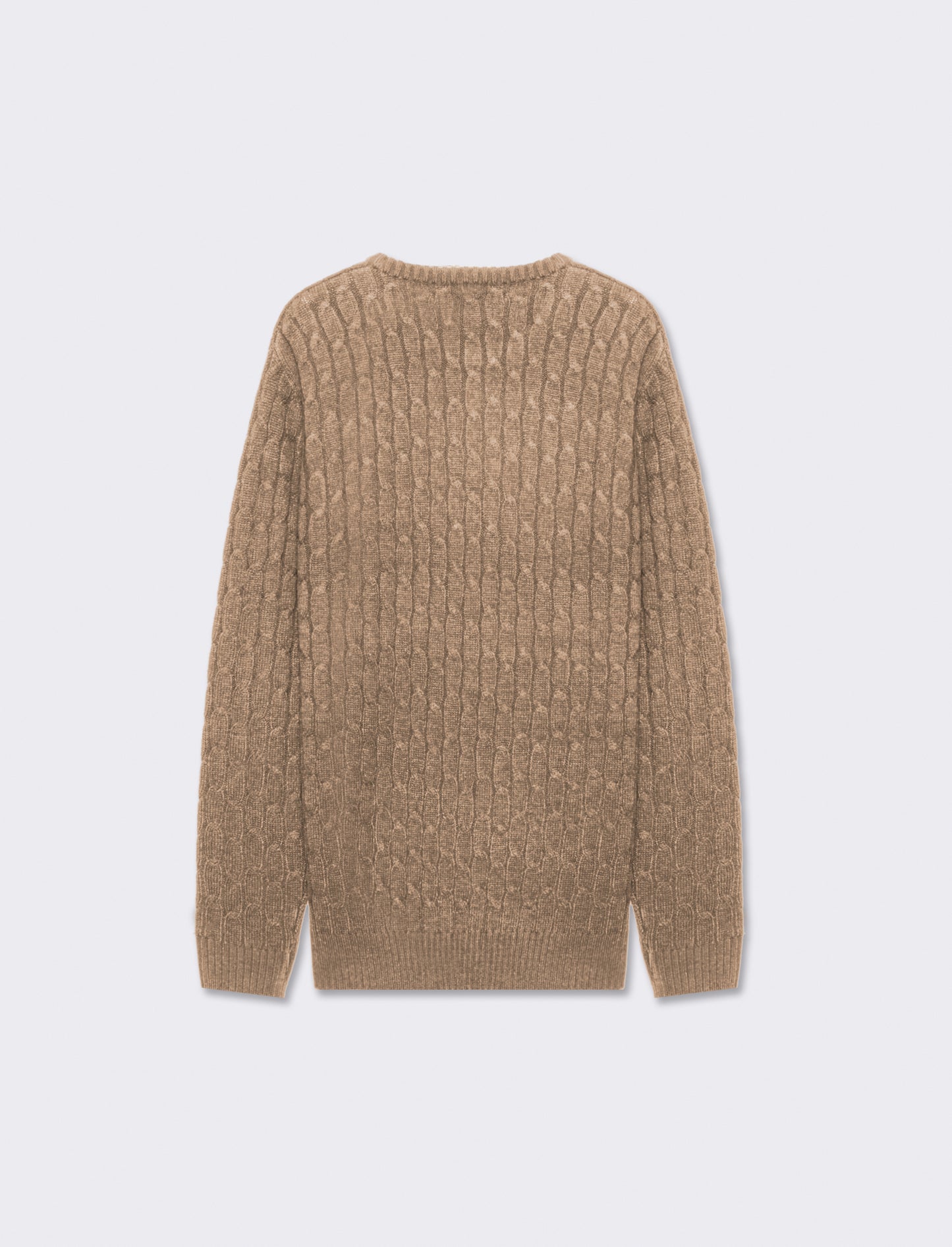 Maglia dolcevita lavorazione a trecce con ricamo sul petto, regular fit - Grigio tortora