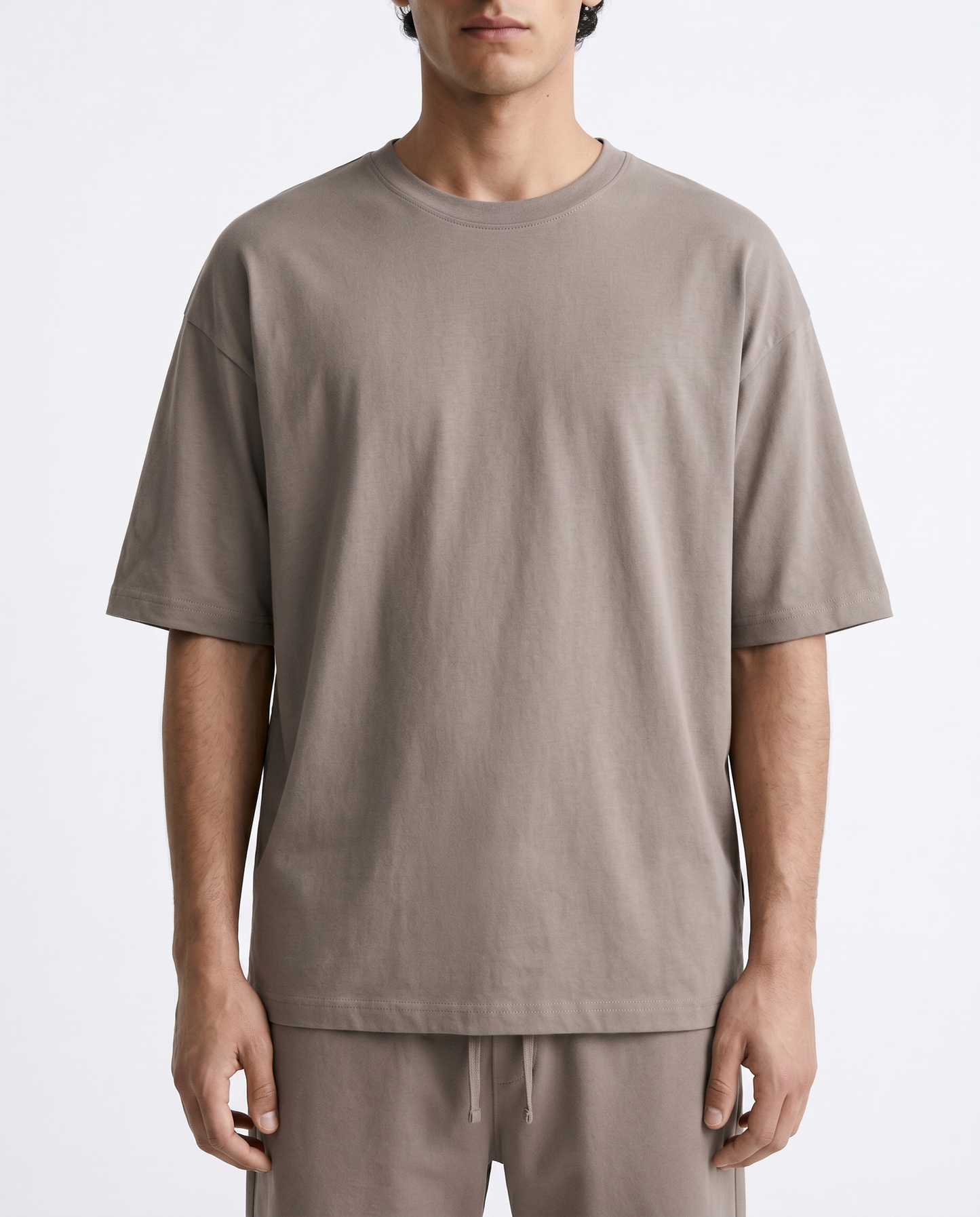 T-shirt uomo jersey relaxed fit maniche corte - Grigio fango